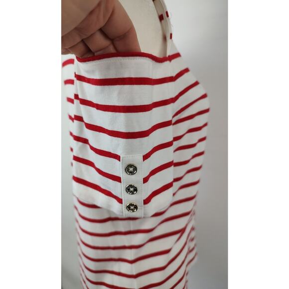 Tommy Hilfiger Striped Cold Shoulder Top Button Detail Casual Blouse SP - Picture 3 of 7